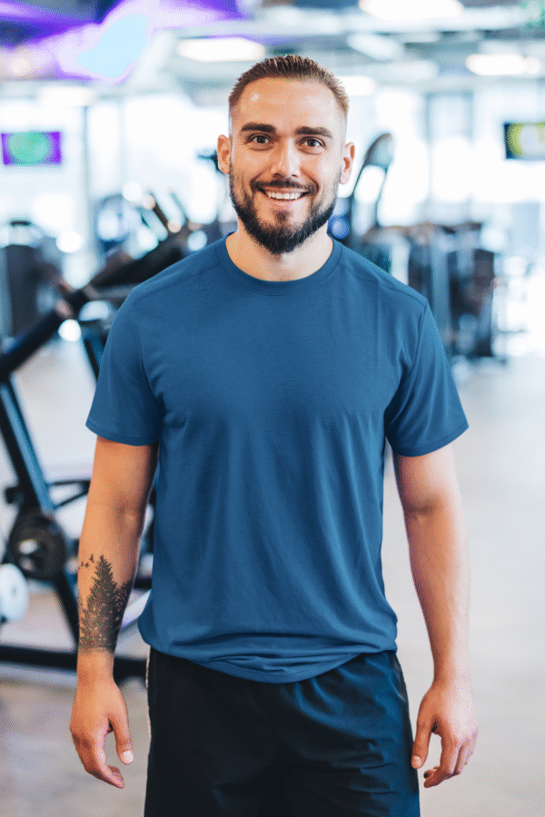 100% Dry Fit Round Neck T-shirts: Blue - Image 2